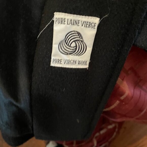 Woman’s Fen-nelli Wool Full length Black Coat - removable faux black fur collar - Picture 2 of 5